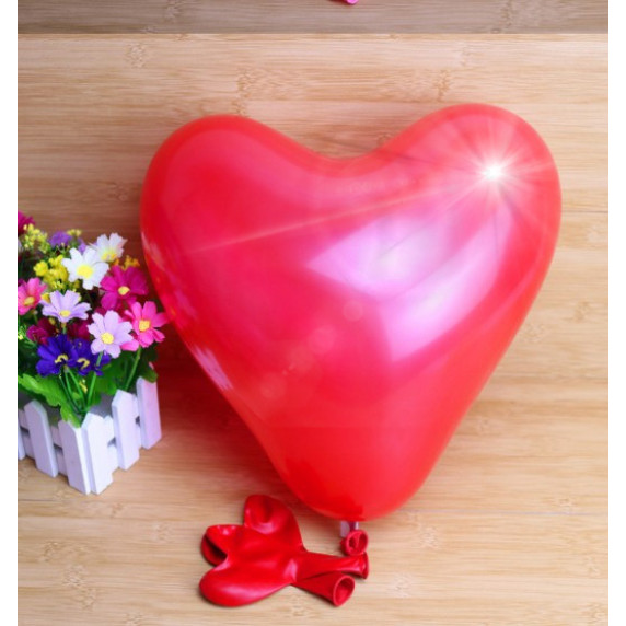 Balon inimioară cu LED - roșu - 25 cm - 10 buc - Aga4Kids