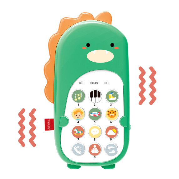Telefon de jucărie pentru copii cu efecte sonore - Aga4Kids MR1390-Green - dinozaur verde