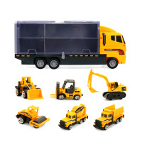 Camion cu mașini de construcții - Aga4Kids - galben 