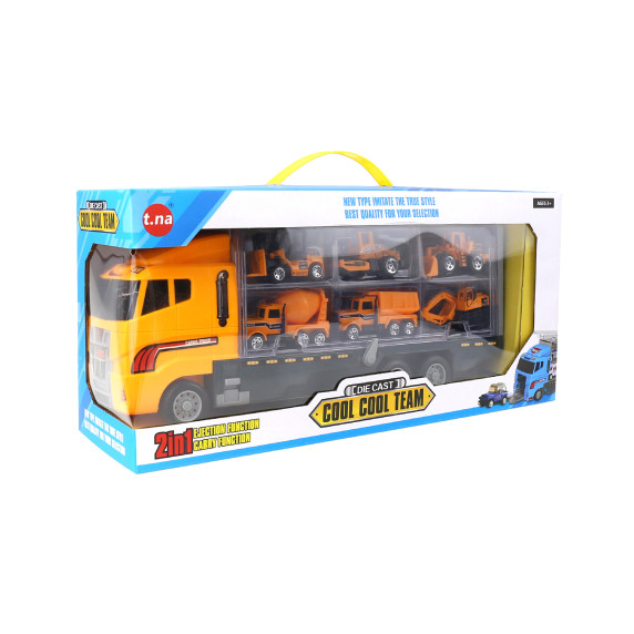 Camion cu mașini de construcții - Aga4Kids - galben