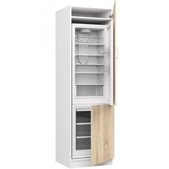 Dulap bucătărie pentru frigider încorporabil - LIMA  S60LO/205 - alb/stejar sonoma
