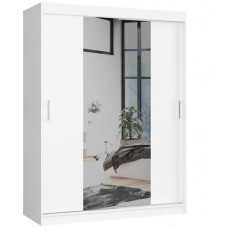 Șifonier cu uși glisante și oglindă - 150 cm - alb Preview