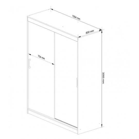 Dulap cu ușă glisantă și oglindă - 150 cm - wenge/alb