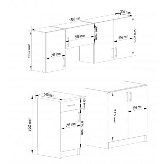 Set mobilă de bucătărie - LIMA - 180 cm