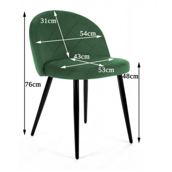 Set scaune din catifea matlasat - 4 bucăți - verde