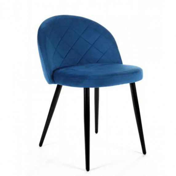 Set scaune din catifea matlasat - 4 bucăți - albastru