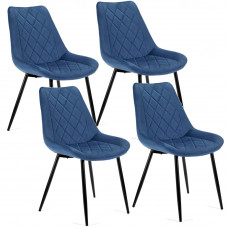 Set scaune cu picioare din metal - 4 bucăți - albastru Preview