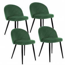 Set scaune din catifea matlasat - 4 bucăți - verde Preview