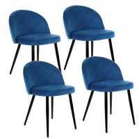 Set scaune din catifea matlasat - 4 bucăți - albastru 
