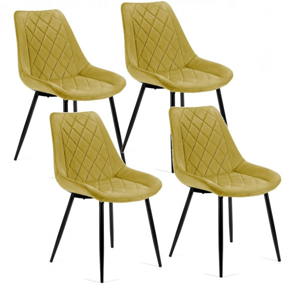 Set scaune cu picioare din metal - 4 bucăți - verde oliv