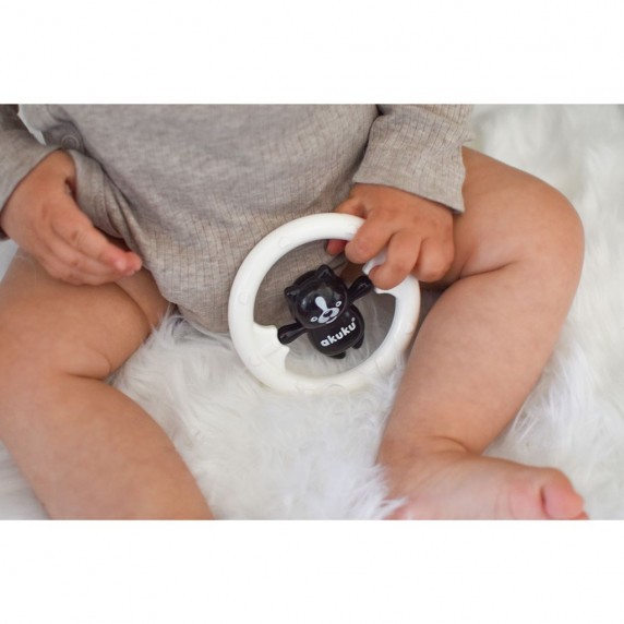 Jucărie bebe cu zornăitoare - AKUKU - ursuleț - alb/negru