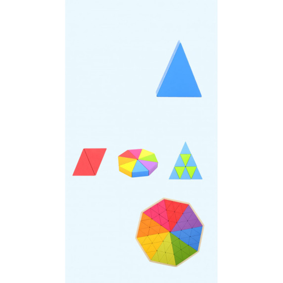 Puzzle logic Montessori cu triunghiuri din lemn - Inlea4Fun TRIANGLE