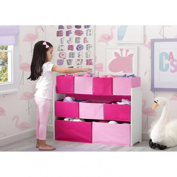 Raft pentru depozitare jucării - alb/roz
