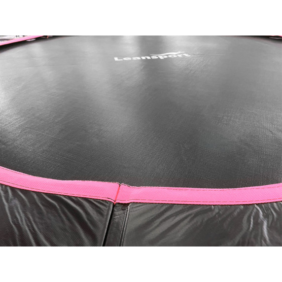 Trambulină 366 cm cu plasă de siguranță interioară și scară - LEAN SPORT MAX 12 ft - negru/roz