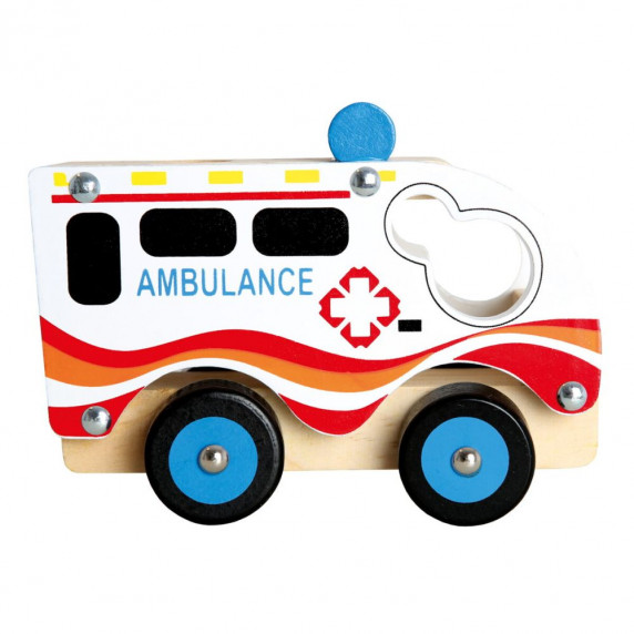 Mașină din lemn - ambulanță - BINO 