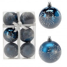 Set globuri de Crăciun - 6 buc, 7 cm - fulg de zăpadă, albastru închis Preview