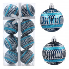 Set globuri de Crăciun 8 buc, 6 cm zig - zac - albastru închis Preview