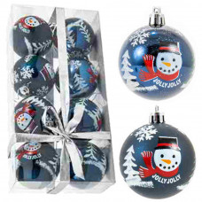 Set globuri de Crăciun 8 buc, 6 cm om de zăpadă - albastru  Preview