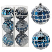 Set globuri de Crăciun - 6 buc, 8 cm -  cercuri, albastru închis 