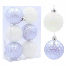 Set globuri de Crăciun - 6 buc, 6 cm - alb/albastru - Inlea4Fun Preview