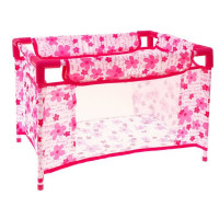 Pătuț de jucărie pentru păpuși cu flori - Inlea4Fun - roz 