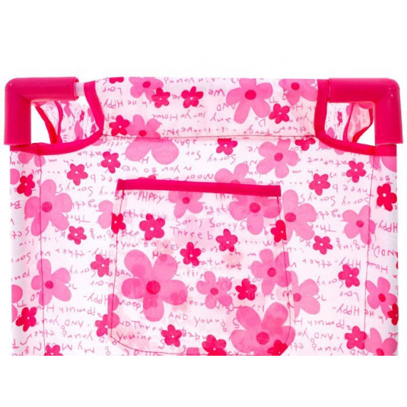 Pătuț de jucărie pentru păpuși cu flori - Inlea4Fun - roz