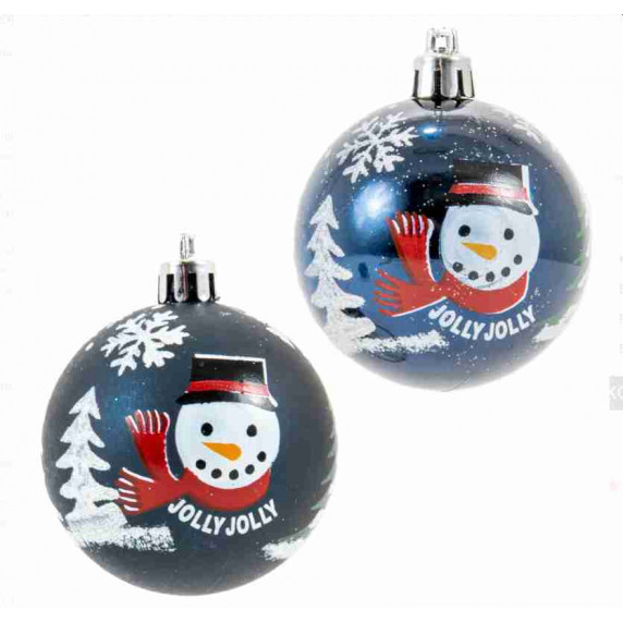 Set globuri de Crăciun 8 buc, 6 cm om de zăpadă - albastru 