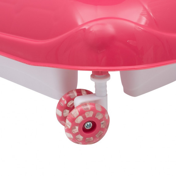 Premergător interactiv cu volan și roți din silicon, roz Baby Mix