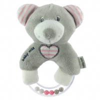 Jucărie pluș bebe - ursuleț - Baby Mix - gri/roz 