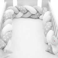 Protecție laterală pătuț bebe - New Baby - gri cu steluțe 