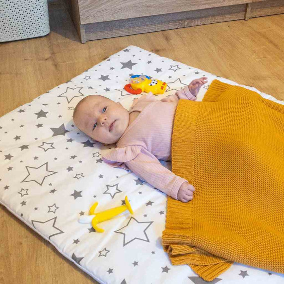 Pătură tricotată din bambus și bumbac - 100x80 cm - NEW BABY - galben muștar