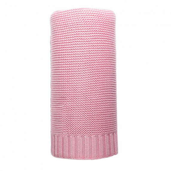 Pătură tricotată din bambus și bumbac - 100x80 cm - NEW BABY - roz