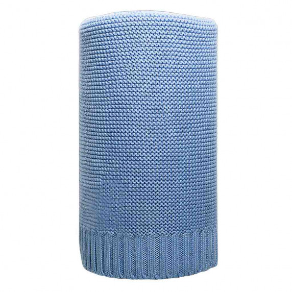 Pătură tricotată din bambus și bumbac - 100x80 cm - NEW BABY - albastru