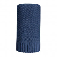 Pătură tricotată din bambus și bumbac - 100x80 cm - NEW BABY - albastru închis 