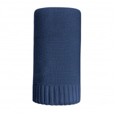 Pătură tricotată din bambus și bumbac - 100x80 cm - NEW BABY - albastru închis Preview