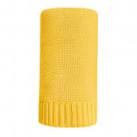 Pătură tricotată din bambus și bumbac - 100x80 cm - NEW BABY - galben 