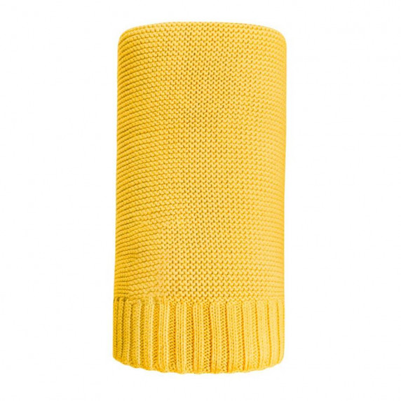 Pătură tricotată din bambus și bumbac - 100x80 cm - NEW BABY - galben
