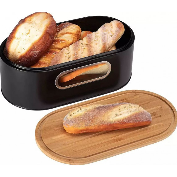 Cutie pentru pâine cu capac din bambus - negru - Cook Line ENEBRO