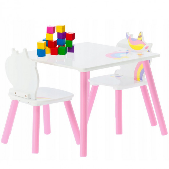 Masă pentru copii cu 2 scaune - unicorn