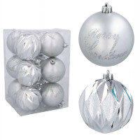 Set globuri Crăciun - 12 buc, 8 cm Inlea4Fun - argintiu 