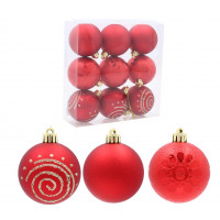 Set globuri de Crăciun 9 buc - 6 cm - Inlea4Fun - Roșu 