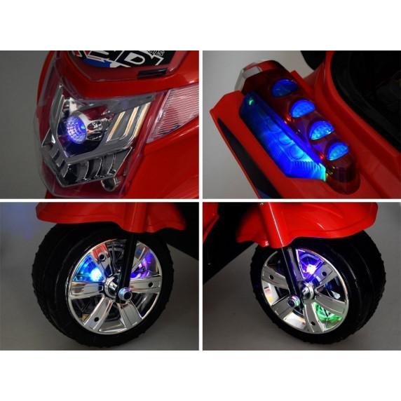 Motocicletă electrică cu iluminare LED - alb- Inlea4Fun