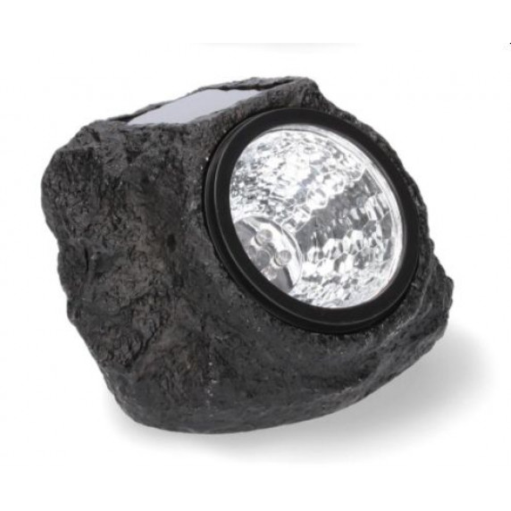 Lampă solară - 12,6 x 14,4 x 10 cm - imitație de piatră naturală - negru - GARDEN LINE