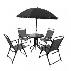 Set masă grădină cu scaune și umbrelă - GARDEN LINE 7899- negru Preview