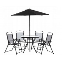 Set masă grădină cu scaune și umbrelă - GARDEN LINE - gri 