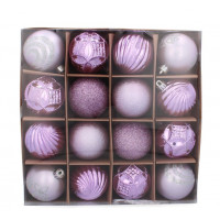 Globuri de Crăciun 16 bucăți - 6 cm - violet 