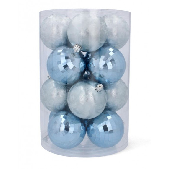 Set globuri Crăciun 16 buc, 8 cm Inlea4Fun - albastru