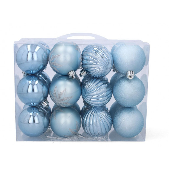 Globuri de Crăciun 24 bucăți 6 cm - albastru