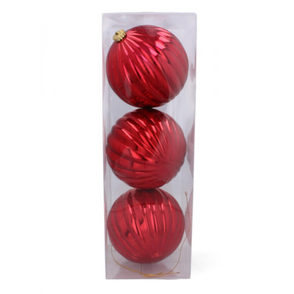 Globuri de Crăciun - 3 bucăți - 15 cm - Inlea4Fun - roșu