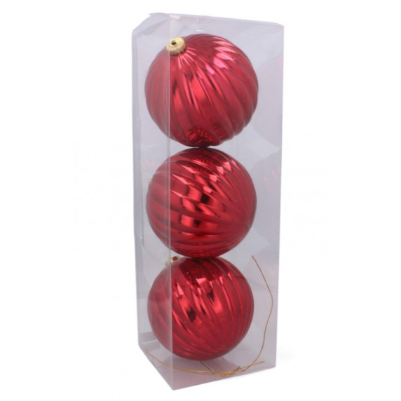Globuri de Crăciun - 3 bucăți - 15 cm - Inlea4Fun - roșu